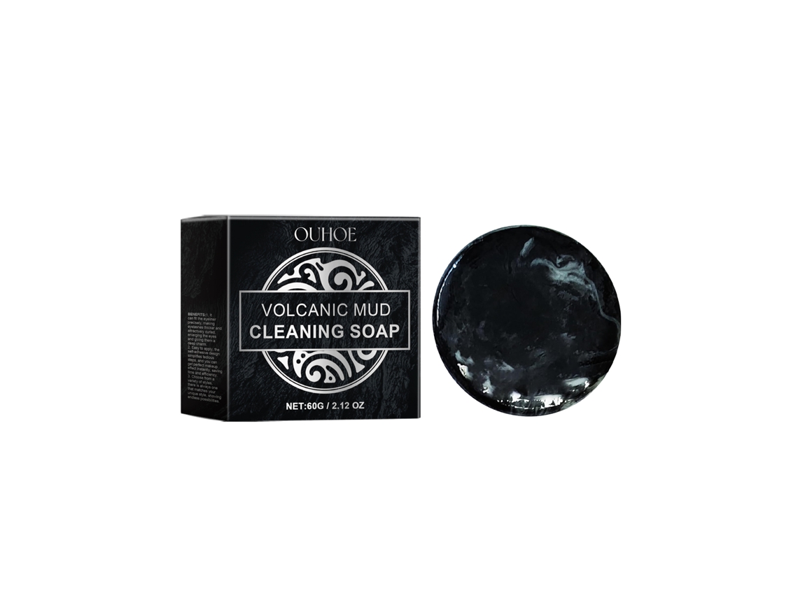 Jabón limpiador con barro volcánico: limpieza profunda de puntos negros y acné, exfolia e hidrata la piel, 60 g