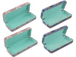 Estuche Rígido De Metal De 4 Piezas, Estuche Compacto Con Elegante Estampado De Tartán, Resistente A La Presión.
