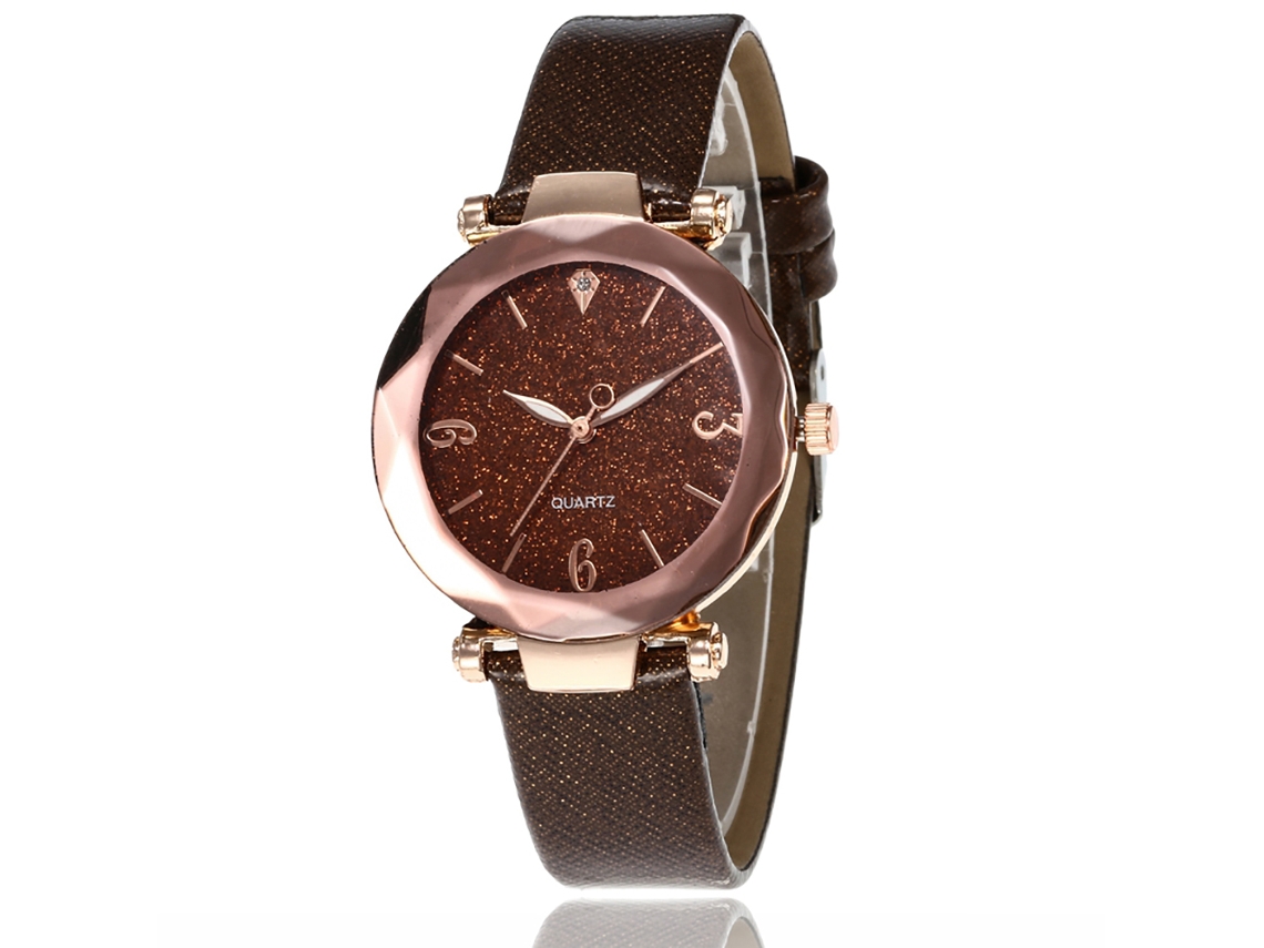 Reloj De Pulsera Para Mujer Con Correa De Pu, Movimiento De Cuarzo Analógico, Elegante Y Moderno, Estilo Café.