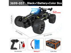 Coche RC 112 116, 20 km/h, con luces LED, 2,4 g, todoterreno de aleación, control remoto, juguete para niños, color negro. Aeuzwr