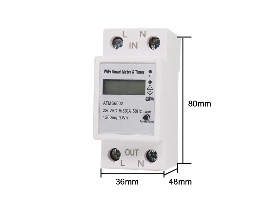 Medidor eléctrico inteligente Tuya WiFi con aplicación de control remoto, medición de energía (sin marca)