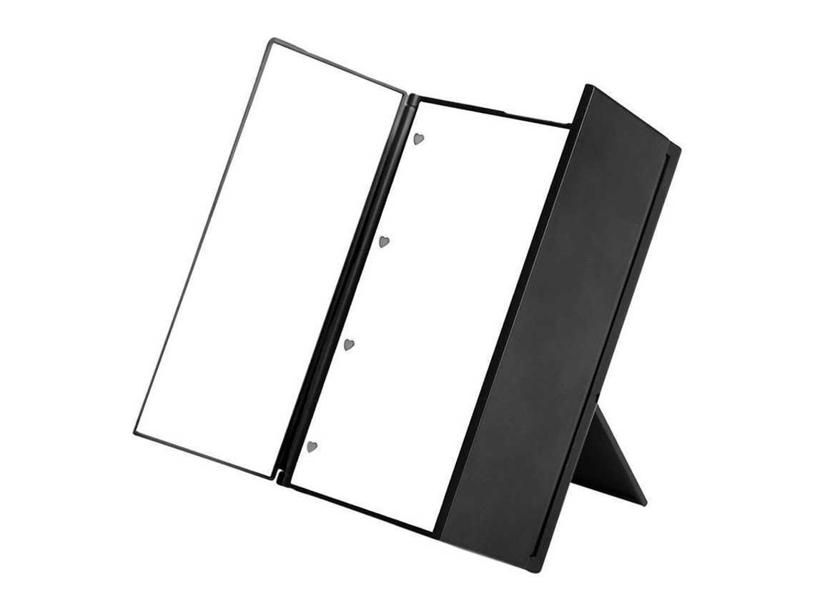 Espejo De Tocador Con Triple Led, Neceser De Viaje Pequeño Y Compacto, Color Negro.