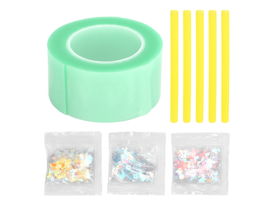 Kit De Burbujas Con Cinta Nanotecnológica, Pajitas Y Rellenos Decorativos Para Niños Y Niñas.