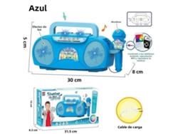 (Azul) Máquina de Karaoke con Micrófono, Radio, Altavoz y Función Karaoke.