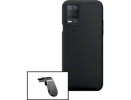 Carcasa + Soporte Realme 8 5G PHONECARE Silicona Líquida Negro
