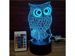 Luz Nocturna Infantil, Tira De Luz Visual 3d Con Control Remoto, 16 Cambios De Color, Diseño De Búho. Siurn