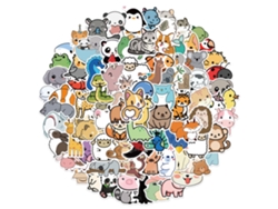 100 Pegatinas De Animales De Dibujos Animados, Impermeables Y Adorables, Para Portátil, Teléfono Móvil, Botella De Agua, Monopatín Y Mochila.