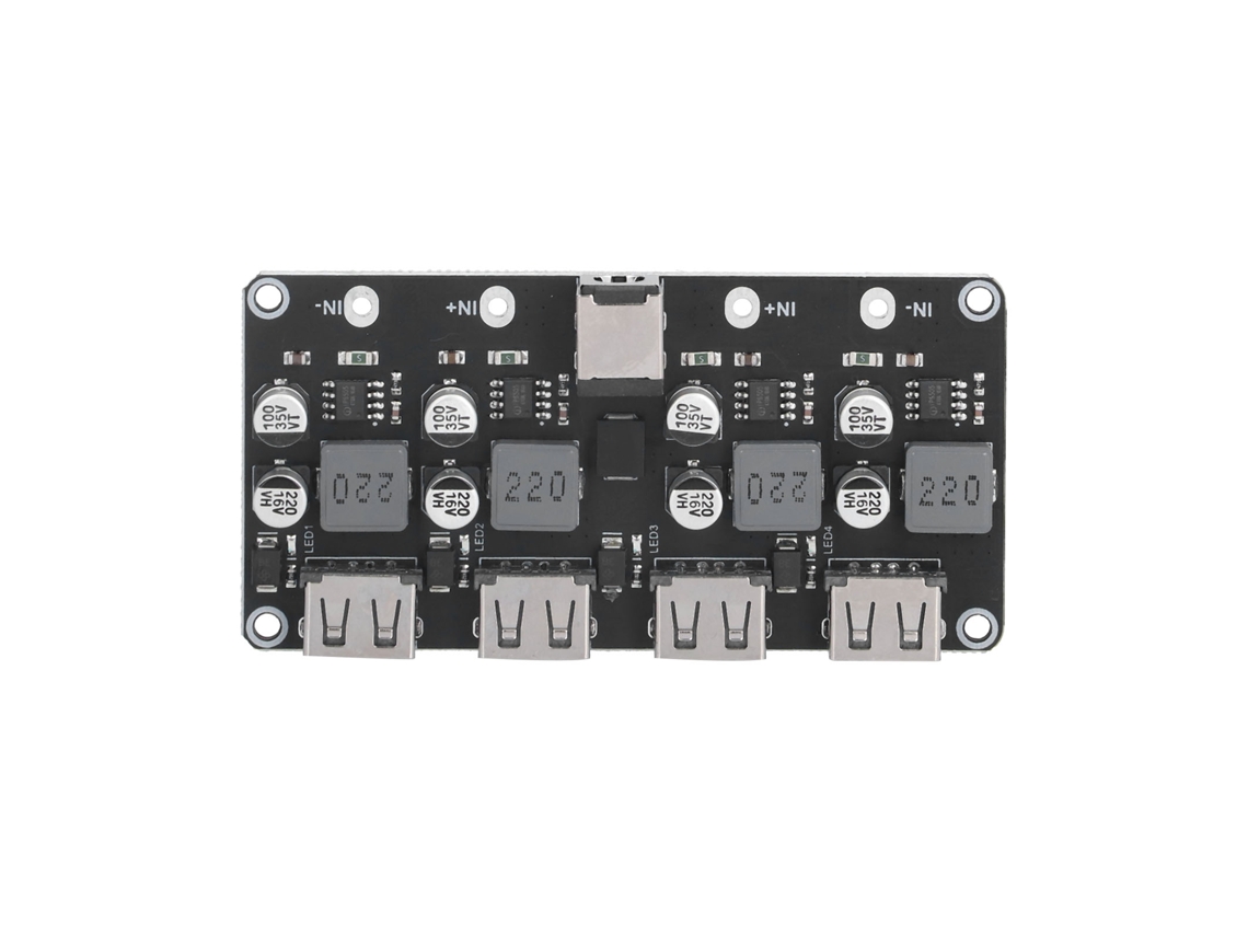 Convertidor reductor de CC de 4 vías para cargador rápido QC2.0/QC3.0 con base de carga para dispositivos móviles (sin marca)