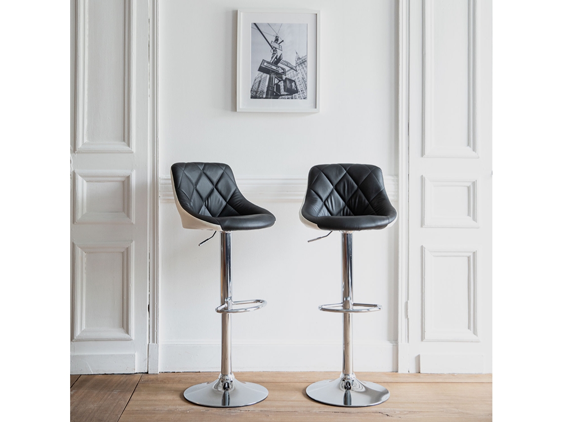 Pack De 2 Taburetes De Bar En Blanco Y Negro Jasper
