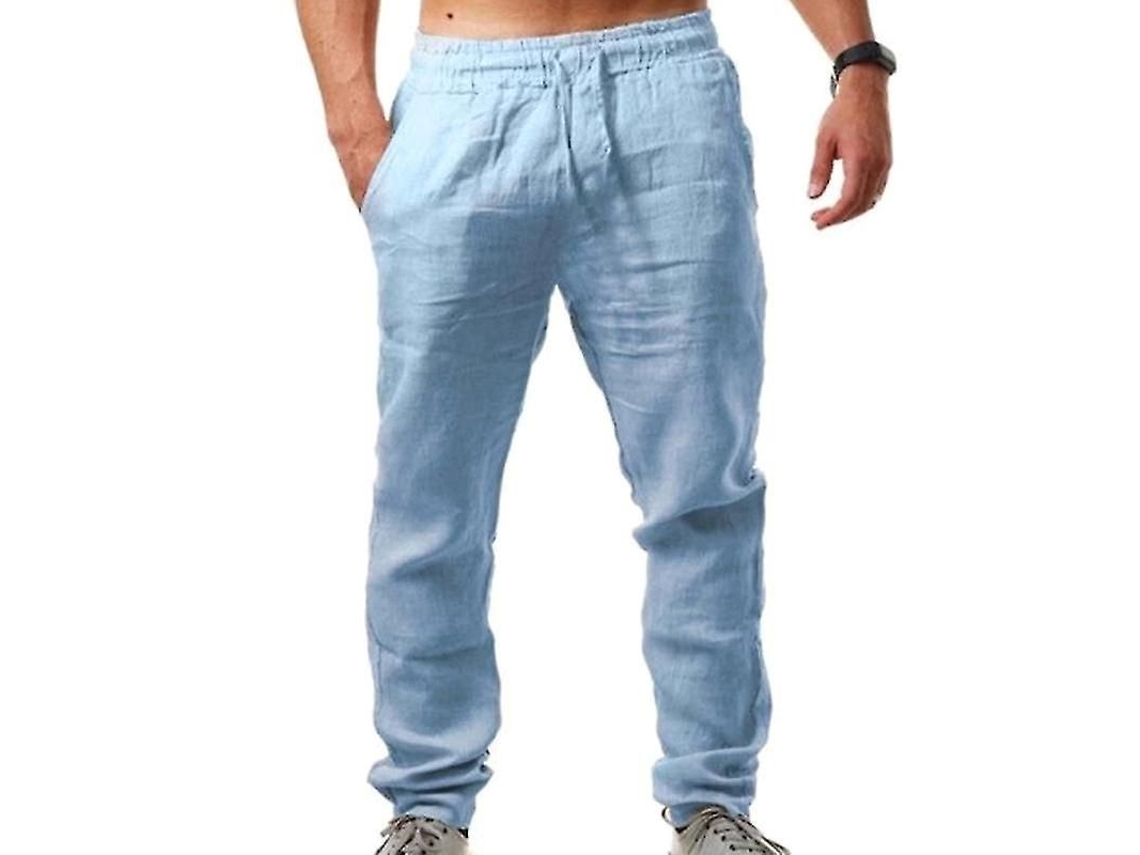 2026-pantalones De Verano Para Hombres Con Aspecto De Lino Pantalones Holgados Para Vacaciones Y Playa