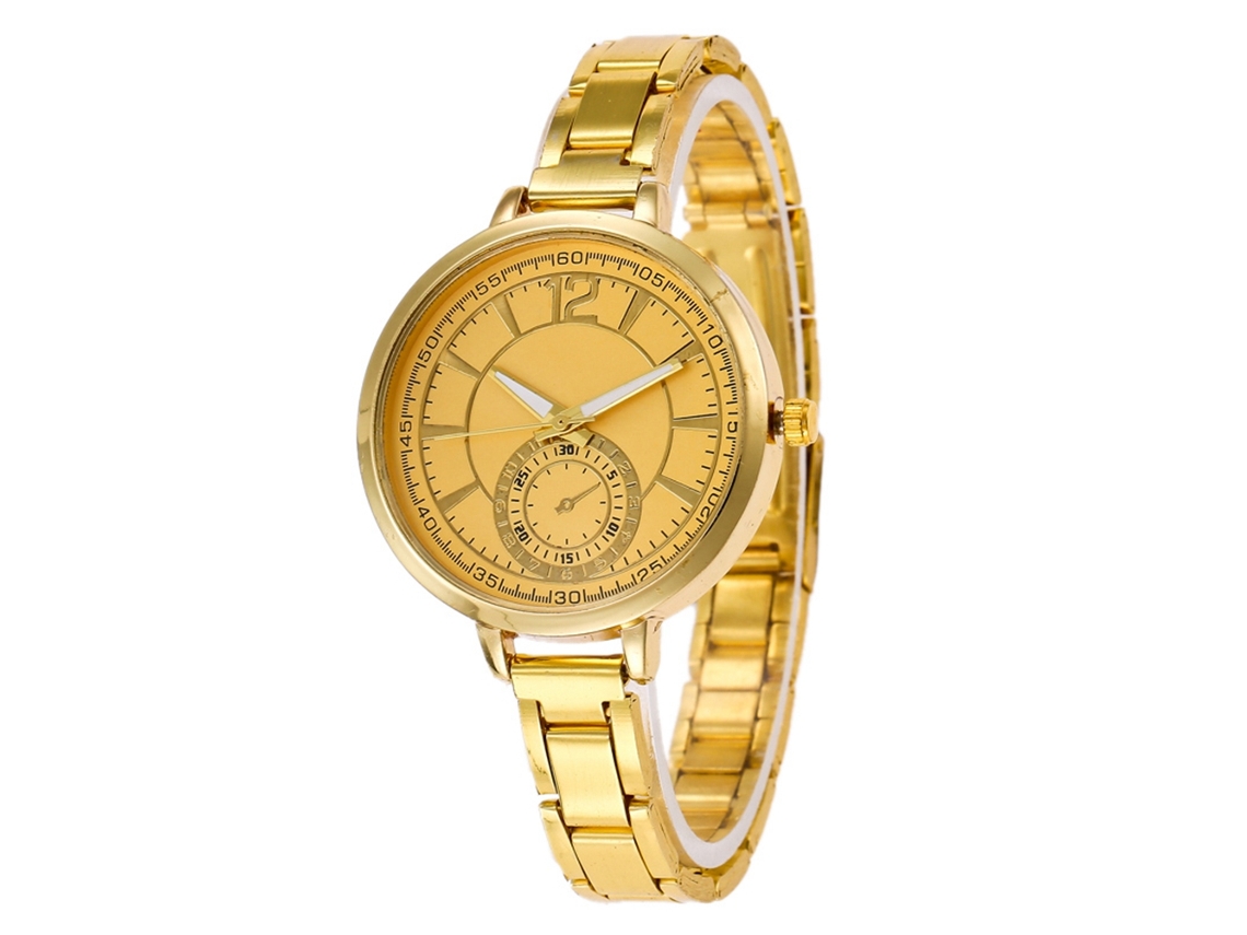Reloj De Cuarzo Casual Simple De Moda Unisex Con Correa De Acero (oro)