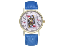 Reloj De Pulsera Unisex De Cuarzo Informal Y A La Moda Con Correa De Cuero Azul Oscuro.
