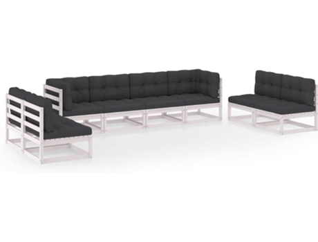 Conjunto 8 de muebles de jardín VIDAXL y cojines madera pino maciza