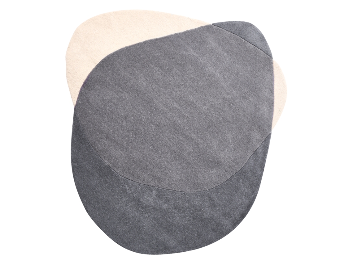 Carpete Com Forma Irregular Beliani Mysuru De Lã Cinzento 160x160