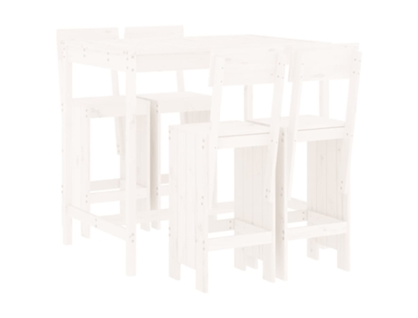 Conjunto 5 de mesa y taburetes altos jardín VIDAXL madera pino blanco