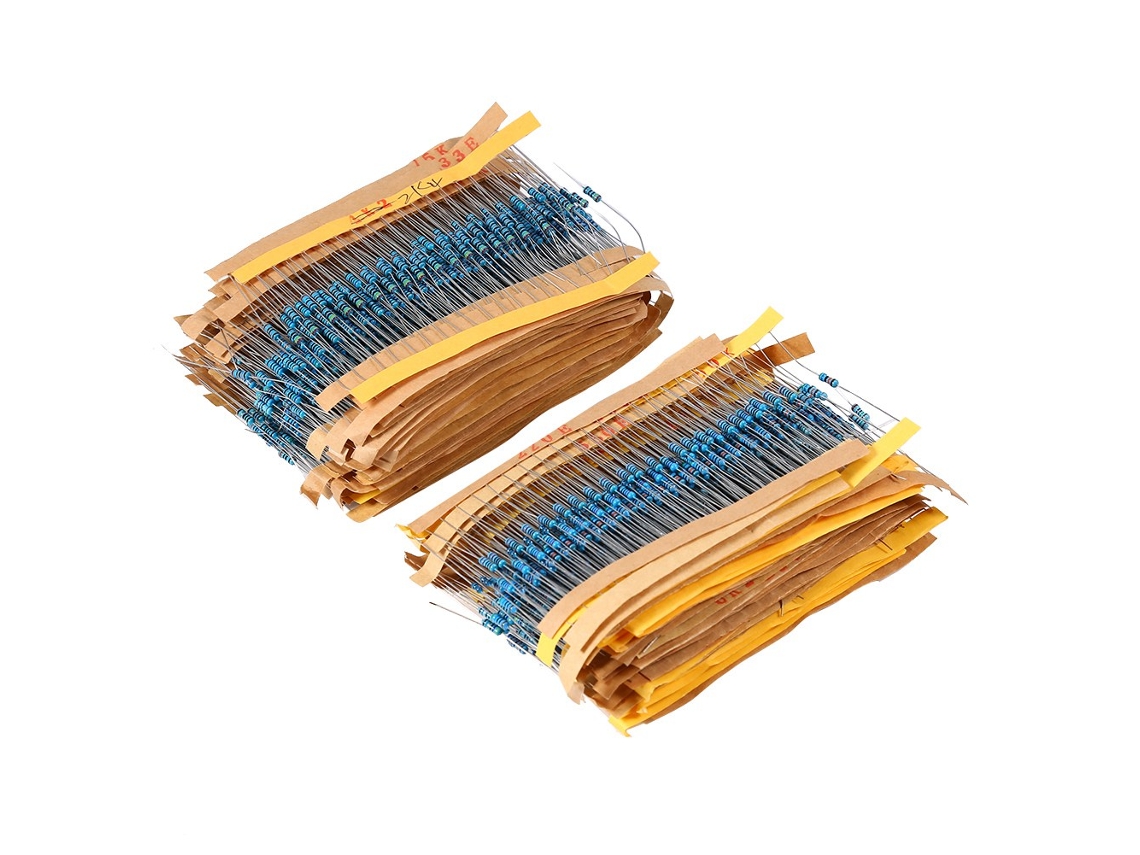 Kit de resistencias de película metálica, 2600 piezas, 0,25 W, 130 tipos de componentes electrónicos