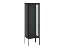 Vitrina Borshavisa, 1 puerta y 3 estantes, acero, 116x34x30 cm, color negro, pt.casa