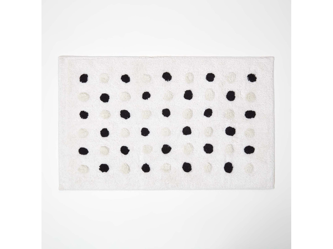 Homescapes Black And White 100 Cotton Bath Mat Tufted Polka Dot Design, 50 X 80 Cm