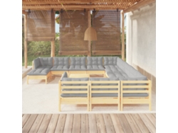 Conjunto de jardín de 13 piezas con cojines de pino gris de DKD Home Decor