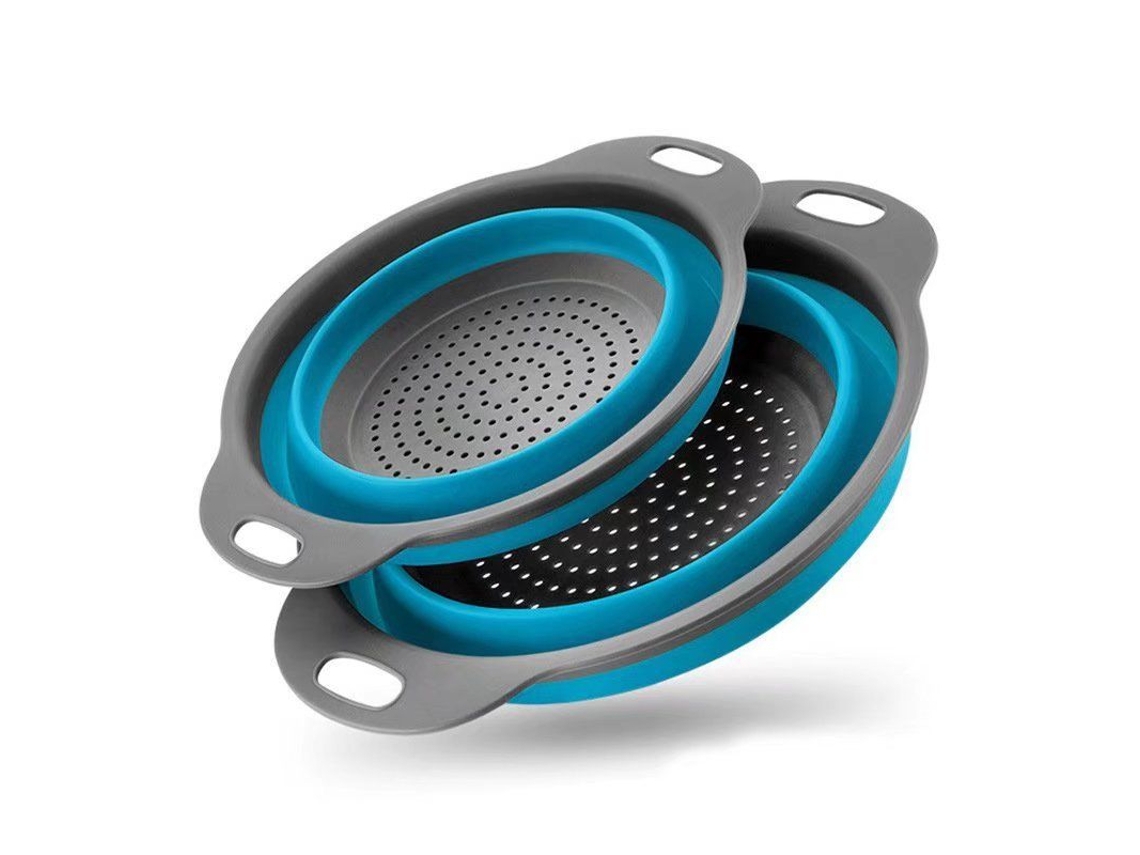 Juego De 2 Aros Plegables, 4 Cuartos De Galón, Tamaño Grande, Para Pasta De Frutas Y Verduras, Color Azul.