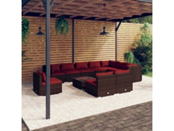 Conjunto de jardín de 11 piezas con cojines de mimbre marrón de DKD Home Decor