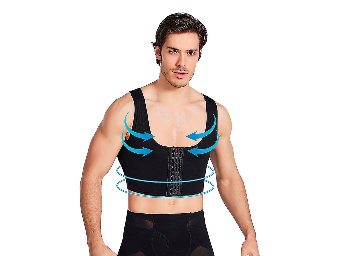 Vestido de corsé de plástico para hombre, con vendaje de pecho plano, moldeador corporal ajustado