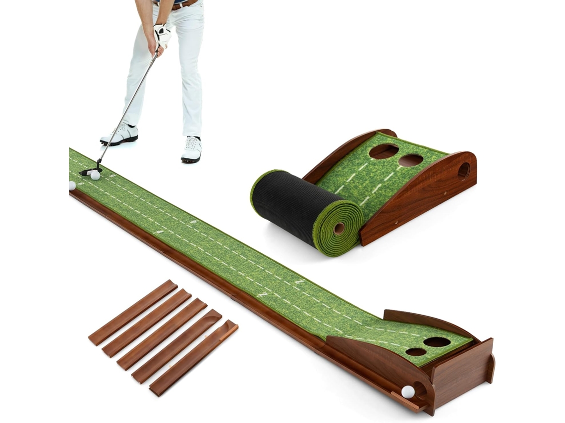 Mini golf, entrenamiento de golf en interiores y exteriores, almohadilla de varilla de empuje, función de retorno automático COSTWAY