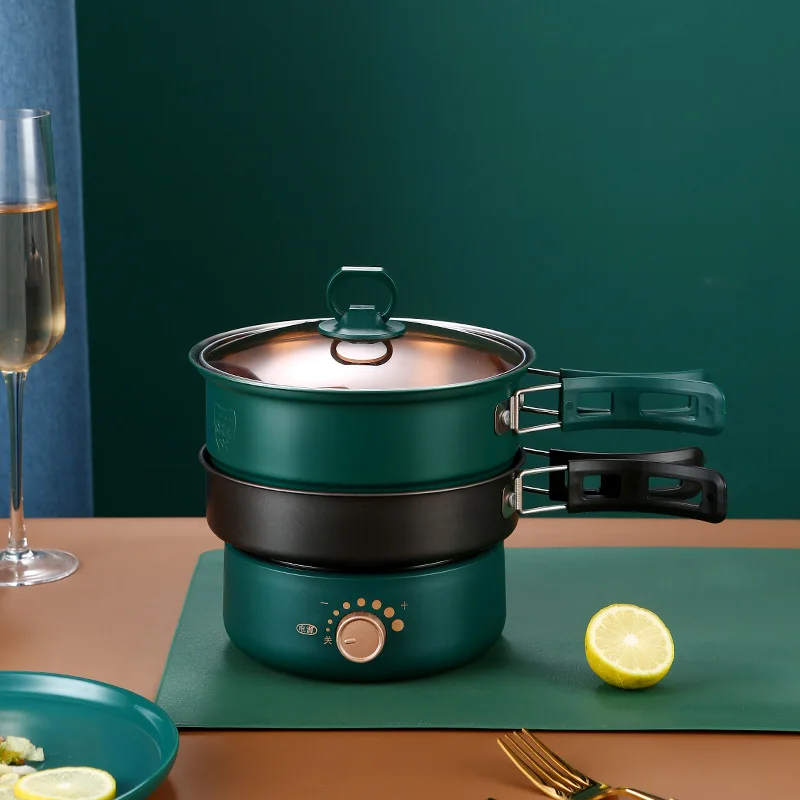 Olla arrocera eléctrica plegable (220 V) con función independiente para cocinar arroz y freír, 1,6 L