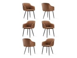 Sillas De Comedor Goeurvant 711(pack De 6, Marrón, Cuero Pu)