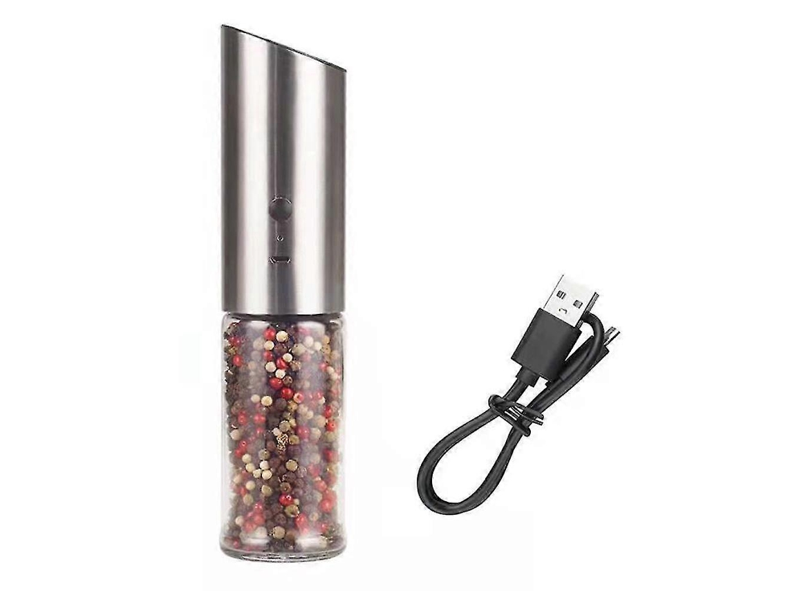 Molinillo eléctrico de pimienta y sal Rosewell, recargable, con molienda ajustable y placa de cerámica para pimienta negra.