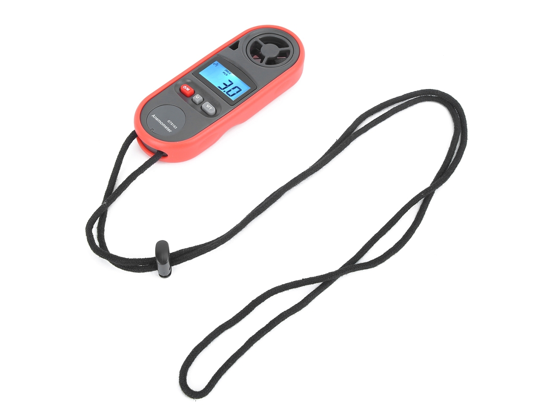 Anemómetro digital portátil Primerox con medición de velocidad del viento y termómetro.