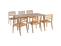 Conjunto de comedor de exterior Beliani Chioggia para 6 personas en madera de acacia con certificación FSC®, marrón, 180 x 90 x 75