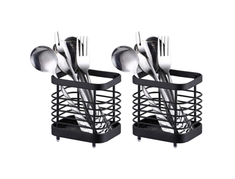2 estantes para utensilios de cocina de acero inoxidable estantes para vajilla encimeras cestas para vajilla negro-10 cm ZMDECQNA