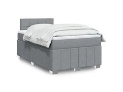 Cama Box Spring Con Colchón Tela Gris Claro 120x200 Cm