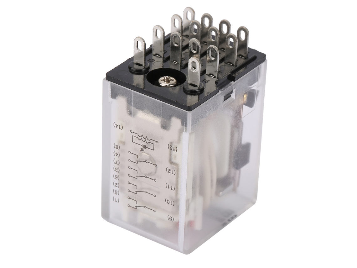Relé Electromagnético Intermedio Bemm4c De 14 Pines, 5 A, 110 Vca Para Automatización.