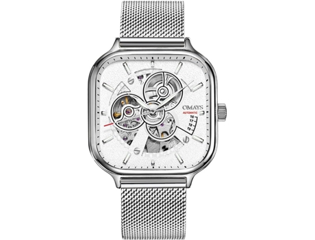 VEANXIN Reloj de pulsera para hombre con correa de malla cuadrada hueca impermeable-Plata