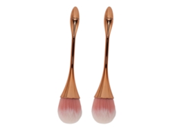 2pcs Pincel De Pó Para Arte De Unhas Cerdas Macias Cabo Ergonômico Multiuso Ouro Rosa