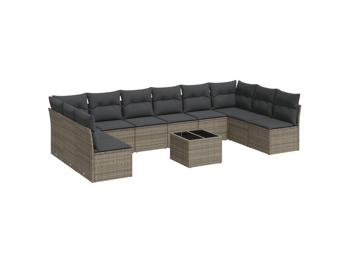 Maison Exclusive - Set De Sofás De Jardín 11 Pzas Y Cojines Ratán Sintético Gris