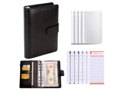 Libreta A6 de cuero negro con bolsillo con cremallera para dinero y documentos, MDUG