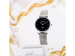 Reloj De Pareja De Acero Ultra Delgado Impermeable Cuarzo Moda (hombre Plata Negro)