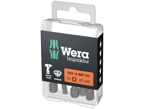 Puntas Impaktor torn. cuadrado interior, 5 piezas 868/4 IMP DC # 3 x 50 mm DIY-Box WERA 05057672001