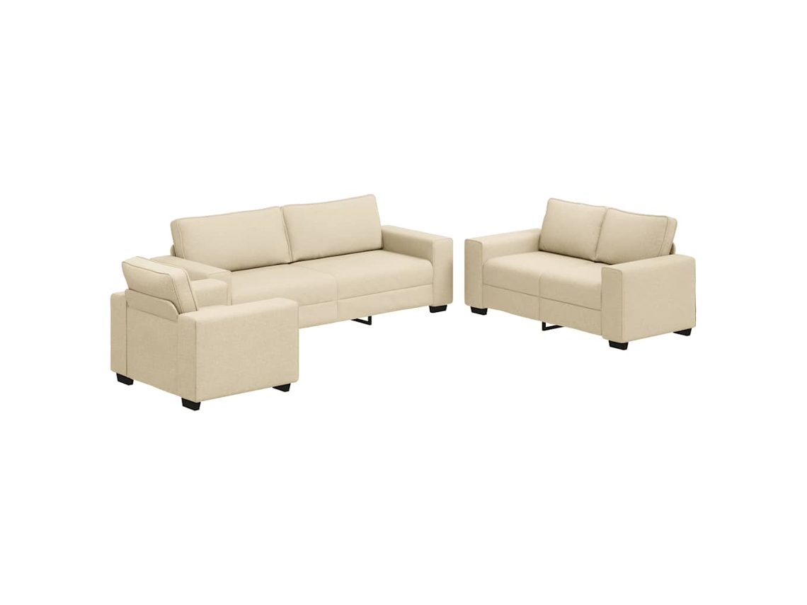 Maison Exclusive - Juego De Sofá De 3 Piezas Con Cojines, Tela Color Crema