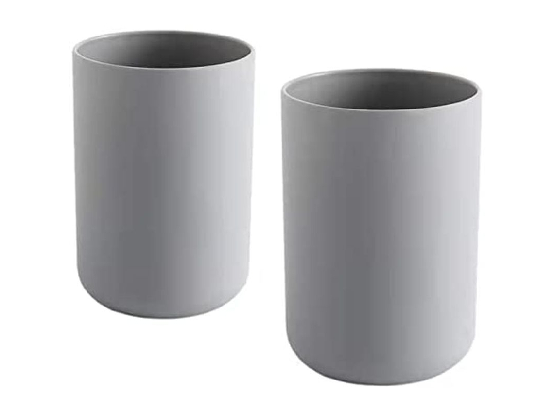 2 Vasos De Dientes, Portavasos De Baño, Taza Plástica 300ml (gris)