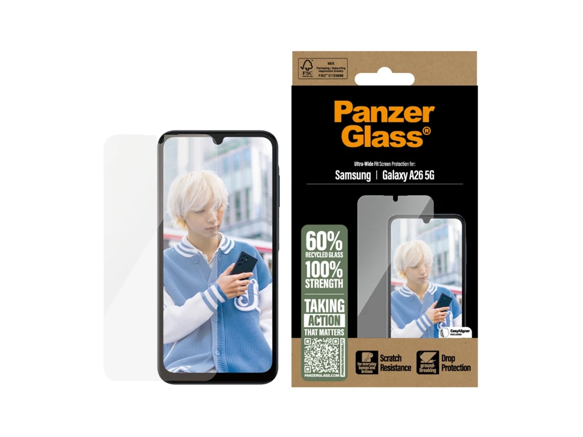 Protector de pantalla PANZERGLASS para Samsung Galaxy A26 (5G - Ultra - Ajuste ultra ancho)