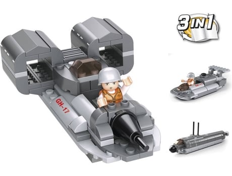 Blocs de Construcción SLUBAN Army 3 en 1 Lancha Rápida 101 Piezas (Edad Mínima: 6 Años - 23,7 x 4,5 x 14,1 cm)