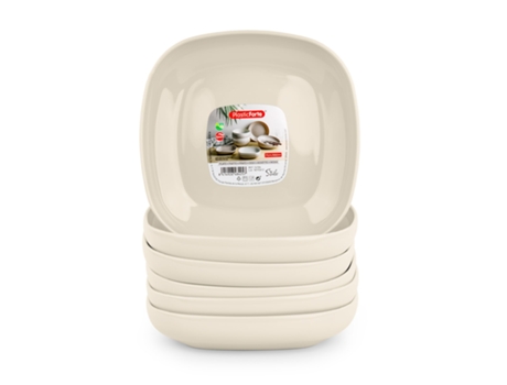 Conjunto de 6 Platos Reutilizables PLASTIC FORTE Cuadrados 17 cm