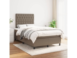 Cama Box Spring Con Colchón Tela Gris Taupe 120x200 Cm