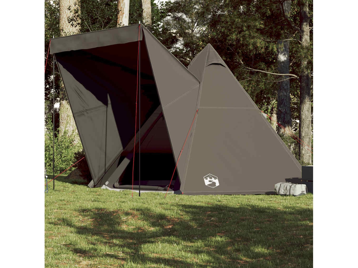 Tienda tipi familiar para 6 personas, impermeable, marrón.