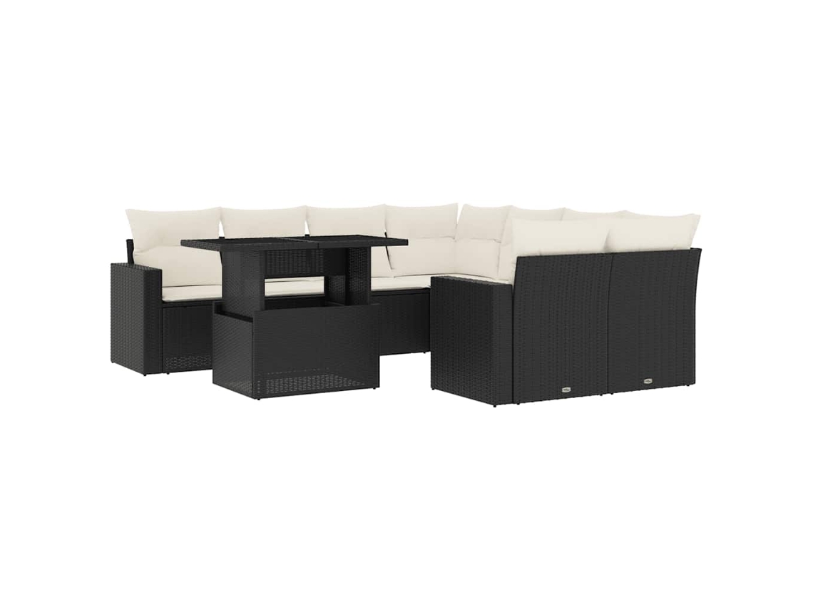 Maison Exclusive - Set De Sofás De Jardín 8 Piezas Y Cojines Ratán Sintético Negro