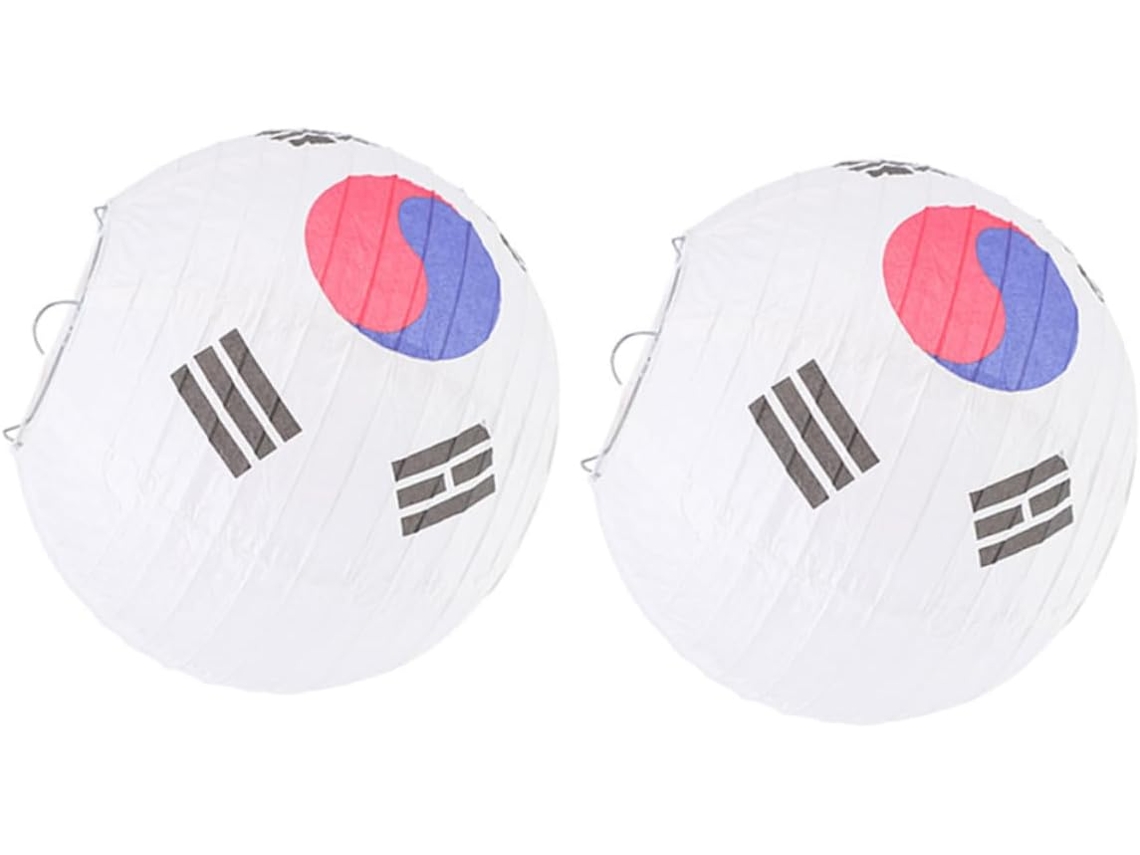 2 Farolillos De Papel Coreanos Redondos Plegables De 20 Cm, Únicos Y Fáciles De Usar.